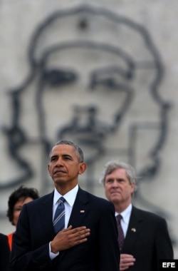 Barack Obama en la Plaza de la Revolución en La Habana.
