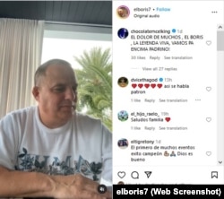 Boris Arencibia durante su transmisión en directo por Instagram. (Captura de pantalla/elboris7)