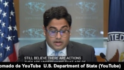 El portavoz adjunto principal de Departamento de Estado, Vedant Patel, en conferencia de prensa, el 16 de mayo de 2024.