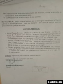 Firma de la fiscal cubana Rosabel Roca Sampedro en la sentencia al opositor camagüeyano Bárbaro de Céspedes.