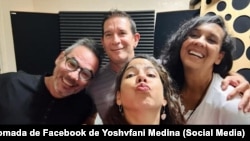 Yoshvani Medina, Rafael Sotomayor, Magilee y Eliana Sasics, integrados en el musical "La Patrocinadora"
