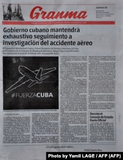 La portada del Granma del día siguiente al accidente aéreo ocurrido el 18 de mayo de 2018 prometía una investigación exhaustiva.