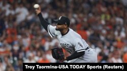 El pitcher de los Medias Blancas de Chicago Reynaldo Lopez en el noveno inning contra los Astros de Houston. (Troy Taormina-USA TODAY Sports vía Reuters)
