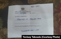 Recibo de la denuncia interpuesta por Yenisey Taboada, madre de Duanny Dabel León Taboada, ante la Fiscalía General de la República. (Cortesía de Yenisey Taboada)