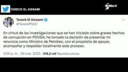 Info Martí | Renuncia Tareck el Aissami, ministro de Petróleo de Venezuela