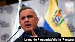 El fiscal general de Venezuela, Tarek William Saab, habla durante una conferencia de prensa en Caracas, Venezuela, el 9 de enero de 2023. (REUTERS: Leonardo Fernandez Viloria)