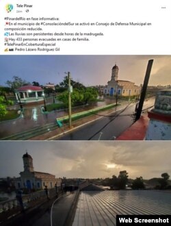 Las condiciones meteorológicas se deterioran en Pinar del Río. (Post de Tele Pinar en Facebook)