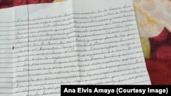 Carta escrita en prisión por Pedro Albert Sánchez