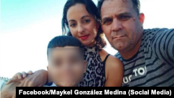 Maykel González Medina junto a su esposa Linet Lucia Medina Guevara e hijo. (Foto: Facebook/Maykel González Medina)