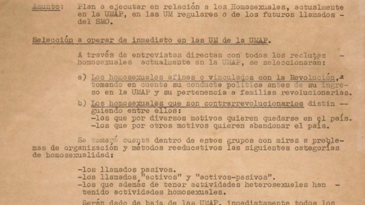 Documentos filtrados sobre campos de trabajo forzado de las UMAP ...