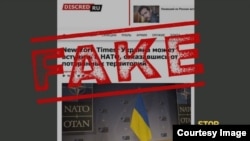 Falso: “Ucrania podrá ingresar en la OTAN con la condición de renunciar a los territorios del este”. (Captura de pantalla Discred.ru)