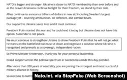 Captura de pantalla de Nato.int.