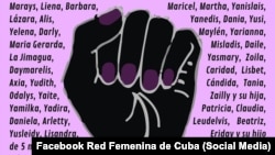 Imagen de la campaña por una ley de género en Cuba, con los nombres de v´citimas de feminicidio en la isla. (Facebook Red Femenina de Cuba)