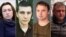 Periodistas de RFE/RL encarcelados (de izquierda a derecha): Alsu Kurmasheva, Ihar Losik, Andrey Kuznechyk y Vladyslav Yesypenko.