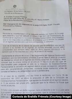Documento de Fiscalía negando cambio de medida a Valle Roca.