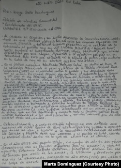 Fragmento del texto escrito en la cárcel Combinado del Este por Jorge Bello Domíguez