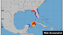 Mapa del estimado de vientos con la tormenta tropical Idalia