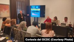 Discusión en Madrid del panel "Violencia policial en Cuba 2018-2023" / Foto: Cortesía OCDC