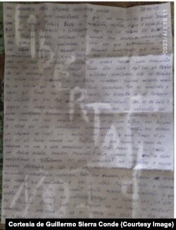 Carta enviada por Abel Lázaro Machado Conde, preso del 11J