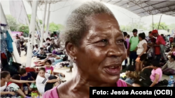 Juana Montero es una inmigrante cubana que viaja en la caravana que acampa en Huixtla.