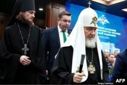 El patriarca de Moscú Kirill (Gundyaev) en una reunión del colegio del Ministerio de Defensa de Rusia. Moscú, 21 de diciembre de 2022.