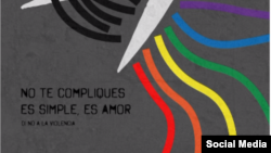 “No te compliques, es simple, es amor”, obra del diseñador gráfico Pedro Ernesto Millet, primer premio del concurso de carteles "El arte de resistir".