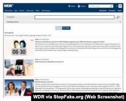 Captura de pantalla de la web de WDR 1.