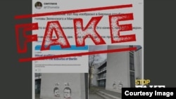 Falso: Aparece un graffiti con las cabezas cortadas de Zelenskyy y Macron en Berlín, Deutsche Welle
