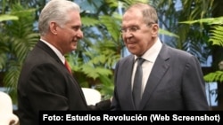 Miguel Díaz-Canel recibe a Serguei Lavrov durante la novena visita a La Habana del alto funcionario ruso / Foto: Estudios Revolución