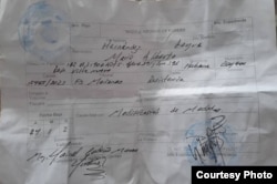 Documento de la liberación del opositor Mario Alberto Hernández Leyva. (Cortesía del entrevistado)