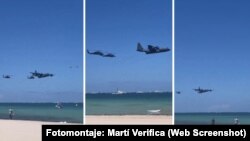 Capturas de video publicado en X. Aviones sobrevuelan costa de Florida.