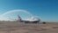 La aeronave recibe el tradicional chorro de agua a su llegada este domingo al Aeropuerto Internacional José Martí, tras más de un año de rehabilitación en Rusia.