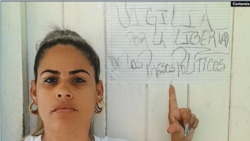 Comentarios de Saily Núñez sobre agresión a su esposo, el preso político Maikel Puig Bergolla