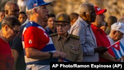 Raúl Castro en un acto por el Día de los Trabajadores, que fue postergado al 5 de mayo de 2023 en La Habana.