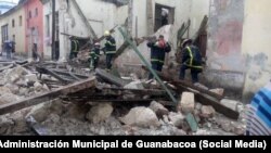 Derrumbe de la fachada de una vivienda en Guanabacoa deja al menos un fallecido