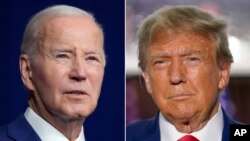 Combinación de fotos del presidente Joe Biden (izquierda) y el exmandatario Donald Trump. (AP Foto)