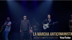 "La Marcha Anticomunista" tema musical grabado por el músico cubano Frankie Marcos y su grupo Clouds junto al trompetista cubano Paquito D'Rivera. Versión en español