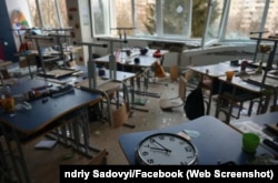 Escuela en Lviv tras un bombardeo ruso el 15 de febrero de 2024. Fuente: Andriy Sadovyi / Facebook.