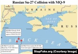 Gráfico del lugar del ataque del Su-27 al MQ-9 (Fuente: US European Command)
