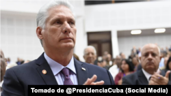 Miguel Díaz-Canel en la Asamblea Nacional del Poder Popular, este 19 de abril de 2023. (Tomado de @PresidenciaCuba)