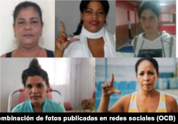 Las Damas de Blanco encarceladas. Arriba: Tania Echevarría, Yaquelín Heredia y Sissi Abascal. Abajo: Saily Navarro y Aymara Nieto.