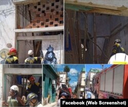 Imágenes del derrumbe en la calle San Isidro entre Habana y Damas, publicadas en Facebook por el periodista oficialista Lázaro Manuel Alonso.