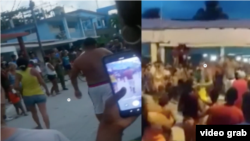 Combinación de capturas de videos de la protesta en Caimanera, filmada por varios pobladores del poblado guantanamero el 6 de mayo de 2023.