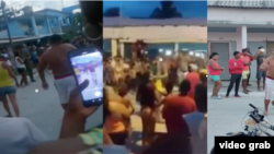 Combinación de capturas de videos de la protesta en Caimanera, filmada por varios pobladores del poblado guantanamero el 6 de mayo de 2023.