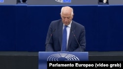 El alto representante Josep Borrell se dirige al pleno del Parlamento Europeo, este martes, 13 de junio. (Captura de video/Parlamento Europeo)