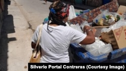 Una señora registra entre los desechos. Cuesta Morúa dice que en las ciudades y también en zonas rurales hay muchos cubanos "hurgando en los latones de basura para tratar de alimentarse". Fotos Cortesía de Silverio Portal Contreras.