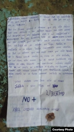 Última denuncia escrita, de su puño y letra, por el preso político del 11J, Abel Lázaro Machado Conde