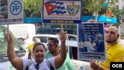 Protesta de exiliados cubanos en España.