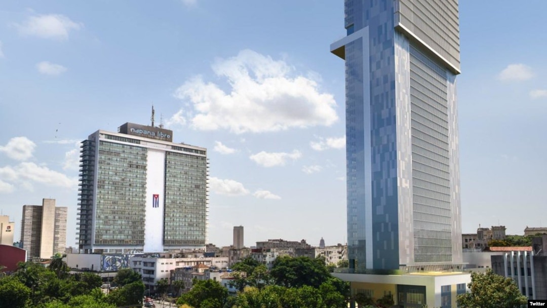 Así sería la vista del Vedado con la Torre K terminada. (Imagen tomada de @HavanaSkyline/Twitter)