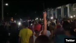 Protesta en Nuevitas, Camagüey. (Captura de video/Twitter)